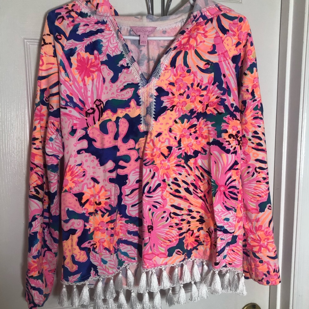 Lilly Pulitzer UPF 50+ Harmon Hoodie in “Swirling Sea Dream”